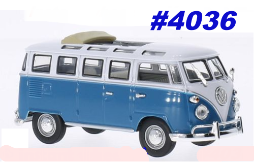 Volkswagen T1 Samba Bus 1962 open fldg roof blue+white 1/43 RdSign NEW+boxed  #4036 instant wheels