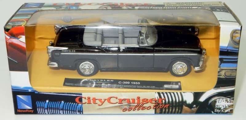 Chrysler C-300 open Cabriolet 1955 black 1/43 NewRay #6037 instant wheels