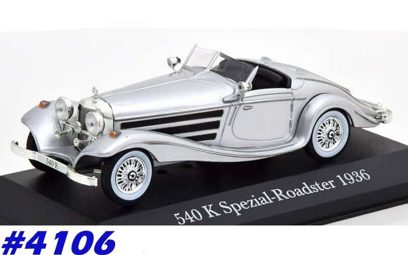 Mercedes-Benz 540K Roadster (W29) 1936 silver 1/43 IXO NEW+boxed  #4106 instant wheels