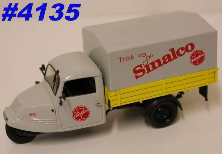 Goliath GD750 1950 3-wheeler Pick-Up grey+yellow 1/43 IXO New+boxed   #4135 instant wheels