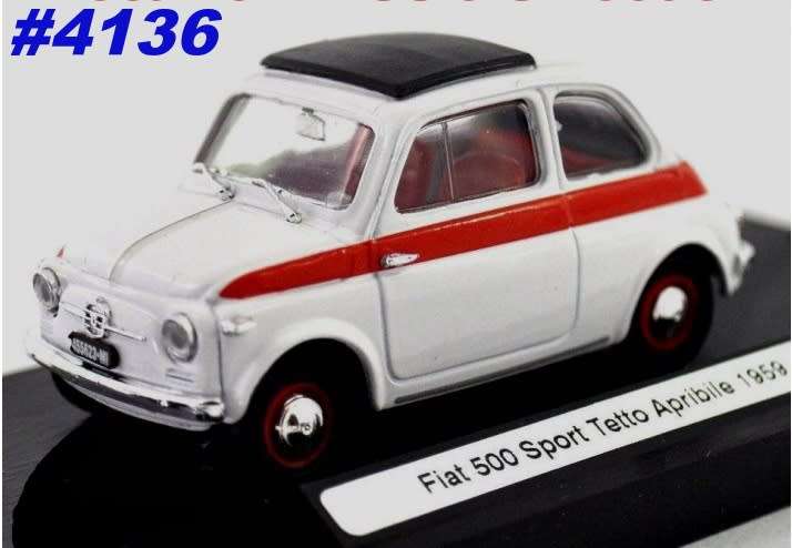 Fiat 500 Sport 1959 white 1/43 Brumm NEW+boxed #4136 instant wheels