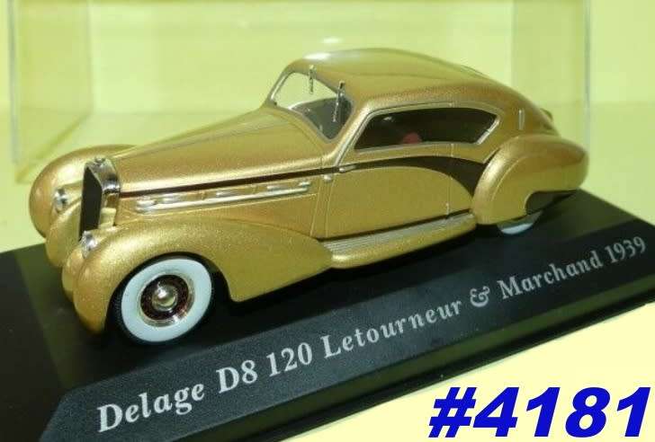 Delage D8120 Letourneur and Marchand 1939 gold 1/43 IXO NEW+boxed  #4181 instant wheels