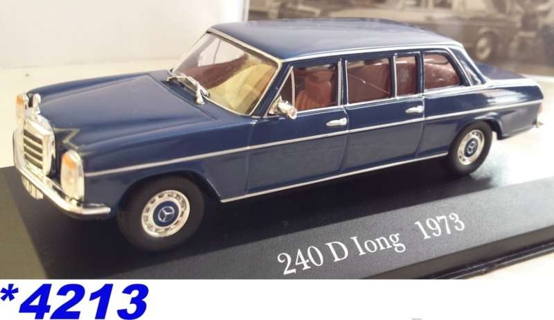 Mercedes-Benz 240D l.w.b. PULLMAN config (W115.119) 1973 blue 1:43 IXO NEW+boxed*4213 instant wheels
