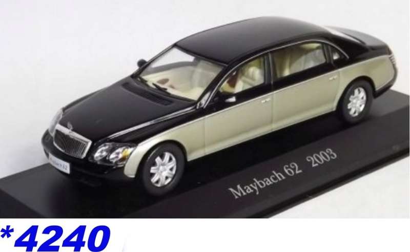 Mercedes-Benz Maybach62 Luxury 6L twinTurbo 2003 black+silver 1:43 IXO NEW+boxed*4240 instantwheels