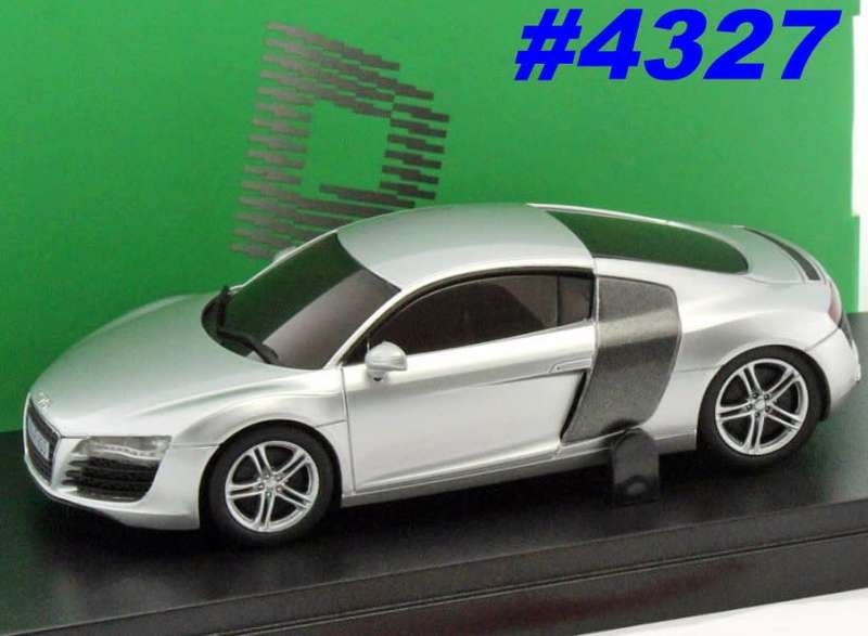 Audi R8 2008 silver+carbon 1/43 Kyosho.dNaNo NEW+boxed  #4327 instant wheels