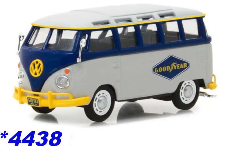 Volkswagen Type 2 - T1 Samba Bus Good Year blue/white 1:43 Greenlight New+boxed *4438 instant wheels