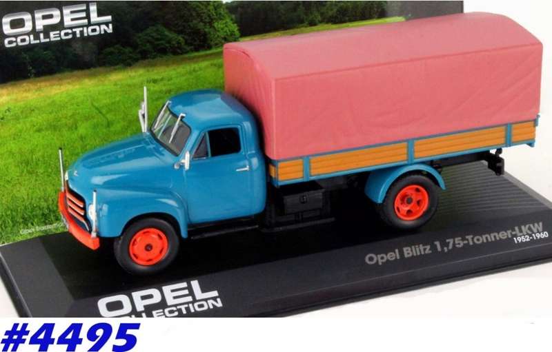 Opel Blitz 1,75t truck 1952/60 blue (tarp) 1/43 IXO NEW+boxed  #4495 instant wheels