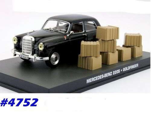 Mercedes-Benz 220S 1953 black Bond Goldfinger 1/43 IXO NEW+boxed  #4752 instant wheels