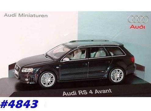 Audi RS4 B7 V8 4.2 FSI quattro Avant 2005 black-met 1/43 Schuco NEW+boxed  #4843 instant wheels