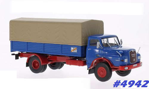 MAN 13-168 H, 1975 lt.blue  tarped 1/43 IXO NEW+boxed  #4942 instant wheels