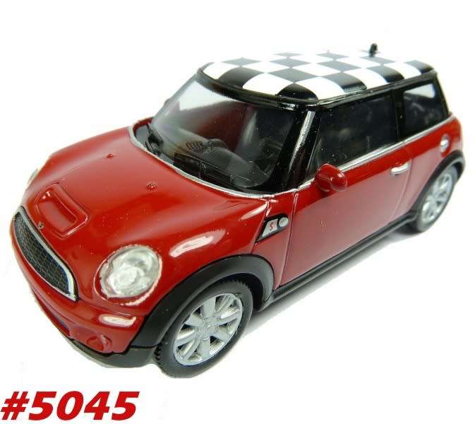 Mini Cooper S 2012 red + chequered roof 1/43Welly NEW+boxed #5045 instant wheels