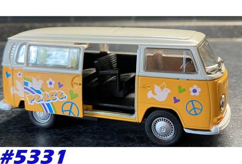 Volkswagen T2 (Hippie-)Bus 1972 yellow 1/43 Welly-Nex NEW+boxed  #5331 instant wheels