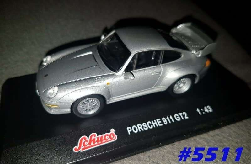 Porsche 911 GT2 2009 silver 1:43 Schuco NEW+boxed  #5511 instant wheels