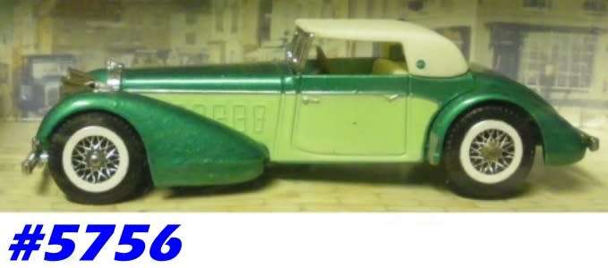 Hispano-Suiza 1938 green 1/43 MOY/Matchbox NEW+reblistered #5756 instant wheels