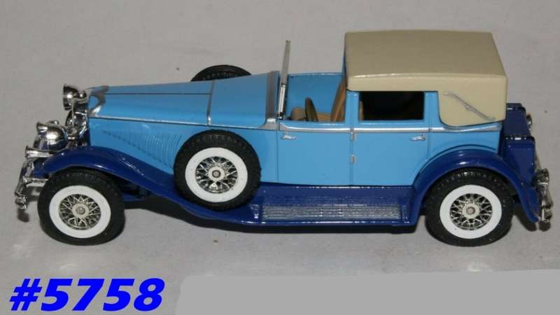 Duesenberg J Town Car Landaulette 1930 blue 1/43 MOY/Matchbox NEW+reblistered  #5758 instant wheels