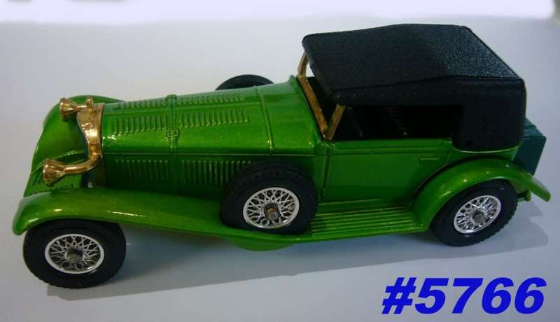 Mercedes-Benz SS cabrio 1928 green 1/43 Matchbox/MOY NEW+reblistered #5766 instant wheels