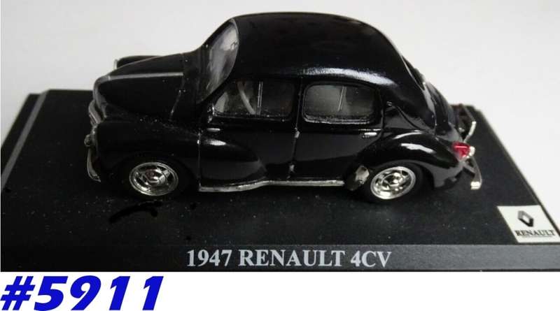 Renault 4CV 1947 black 1/43 IXO NEW on base+reblistered  #5911 instant wheels