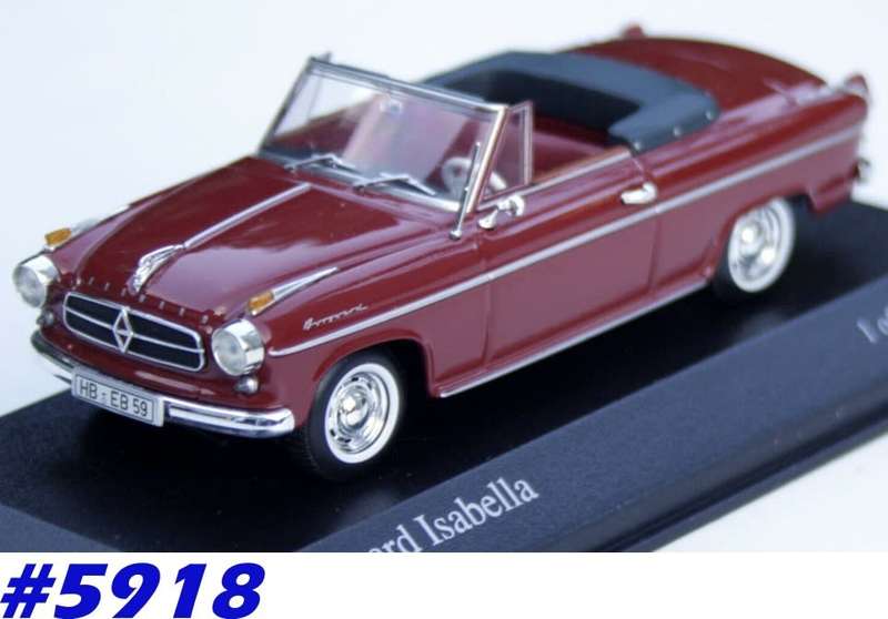 Borgward Isabella (open cabrio) 1959 red 1:43 Minichamps NEW+boxed  #5918 instant wheels