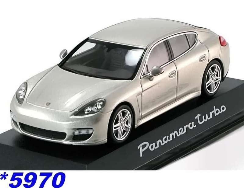 Porsche Panamera turbo 2010 silver beige 1:43 Minichamps NEW+boxed *5970 instant wheels
