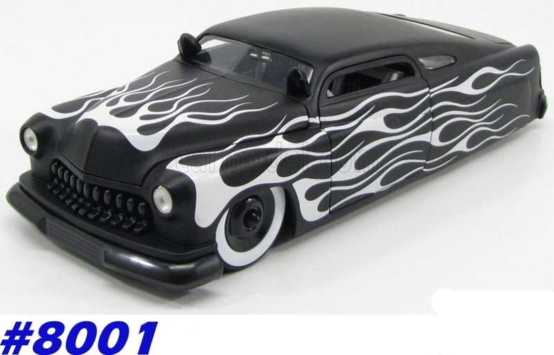 Ford Mercury 1951 matte-black/white flames 1:18 Jada NEW+boxed  #8001 instant wheels
