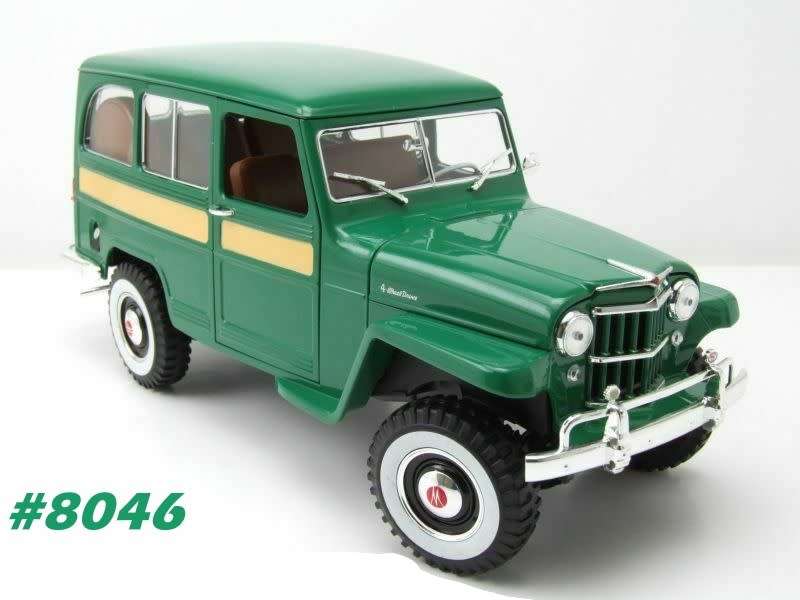 Willys Jeep Stationwagon 1955 green-met 1/18 Rd.Legends-Yat Ming NEW+boxed  #8046 instant wheels