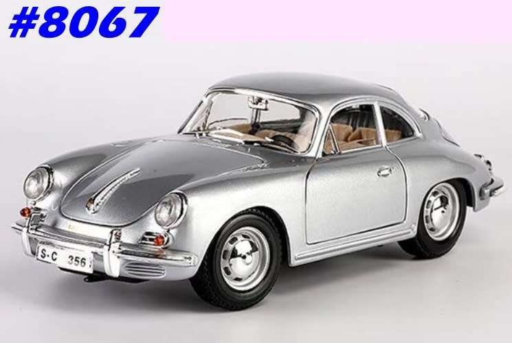 Porsche 356B Coupe 1961 silver 1/18 Bburago NEW+DeLuxe-showcased  #8067 instant wheels