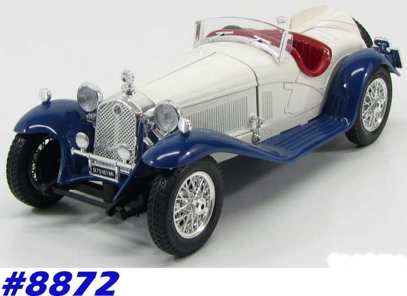 Alfa Romeo 2300 Spider 1932 white w. blue 1/18 Bburago NEW+boxed  #8872 instant wheels