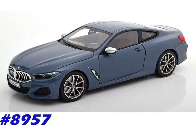 BMW 850i M coupe 2018 blue-grey Norev 1/18 NEW+boxed  #8957 instant wheels