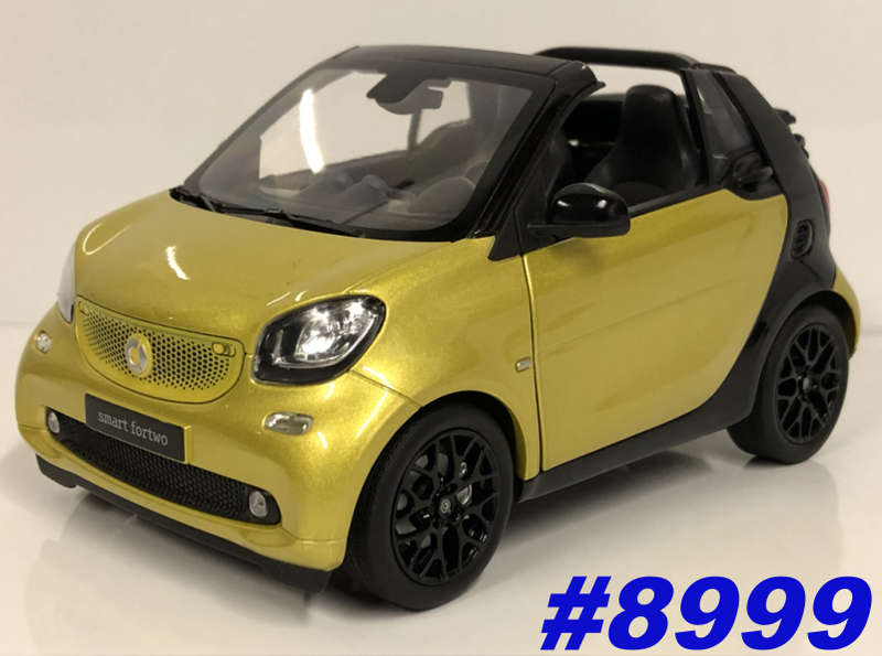 Smart fortwo Cabriolet 2015 black+yellow 1/18 Norev NEW+boxed  #8999 instant wheels