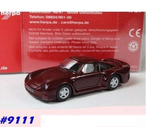 Porsche 959 HighTech burgundy 1/87 Herpa NEW+boxed #9111 instant wheels