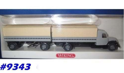 Magirus S 7500 tarped truck+trailer grey 1/87 Wiking NEW #9343 instant wheels