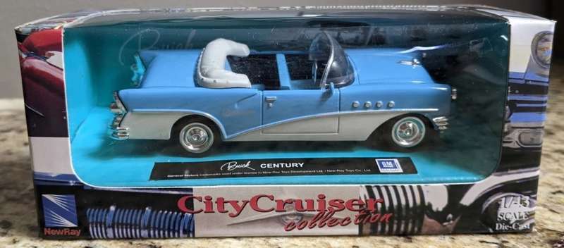 Buick Century Convertible 1955 light-blue 1:43 NewRay NEW+boxed #6044 instant wheels
