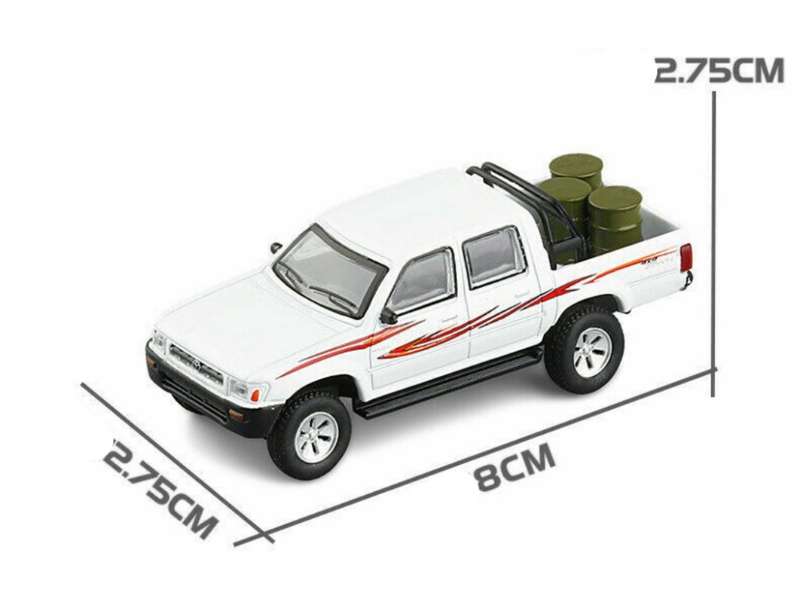 Toyota HiLux 4x4/2400 Dbl.Cab. 1993 white 1/64 JackieM NEW+boxed #6401 instant wheels