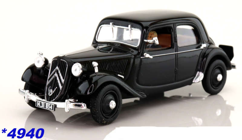 Citroen Traction Avant 15 SIX 1952 black 1/43 Atlas NEW+reblistered #4940 instant wheels