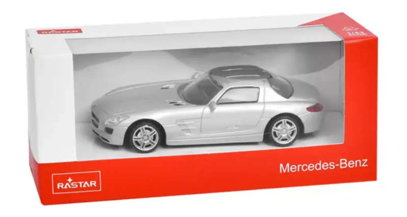 Mercedes-Benz SLS AMG gullwing Coupe 2008 silver 1/43 Rastar NEW+boxed #6065 instant wheels