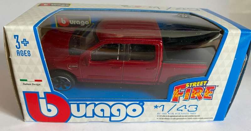 Ford F-150 Lightning dbl.cab Pick-up 2022 dk.red-met 1/43 Bburago NEW+boxed  #6088 instant wheels