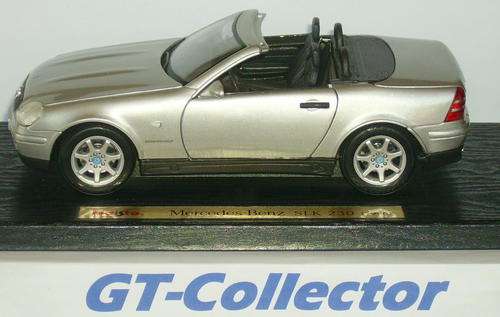 1:18 Mercedes-Benz SLK230 cabrio 1996 silver by Maisto, base, top cond,7days money-back gtee. 173
