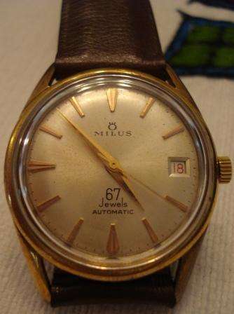 Spectacular 67 Jewel Automatic vintage mens watch Milus in working condition