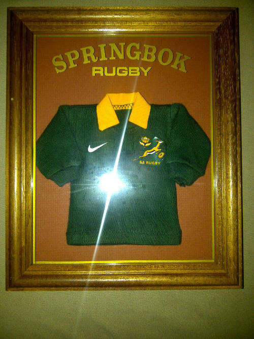 An old miniture SPRINGBOK RUGBY jersey! In Frame! From the 90's in great condition!