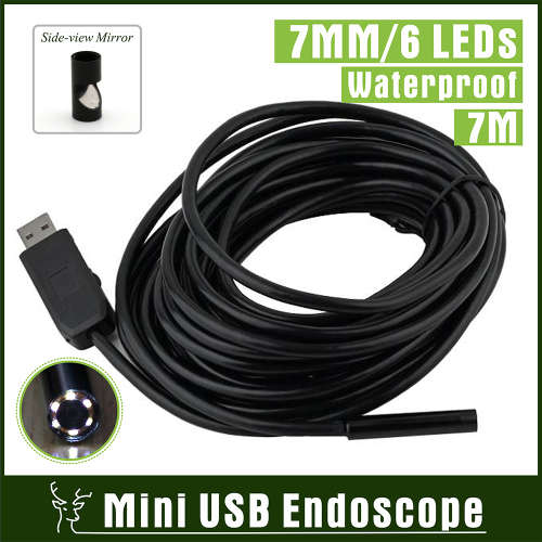 USB Endoscope Inspection Camera 6Led 7mm led Waterproof Endoscope Borescope 7M Mini Video Inspe