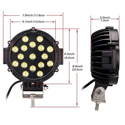 51w Round Led Light 7" Spot Work Off Road Fog Driving Roof Bar Bumper for SUV Boat 4x4 Jeep Lamp