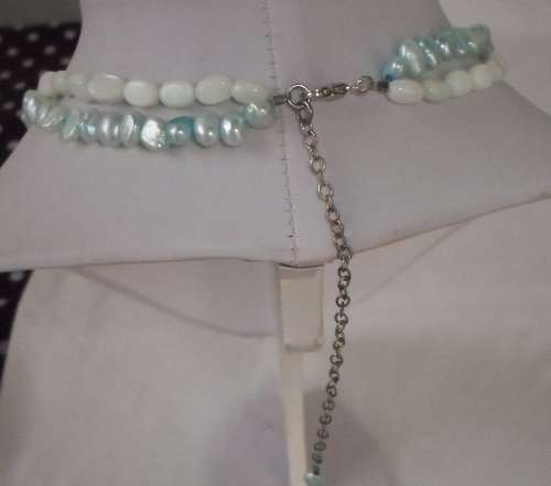 DOUBLE STRING NECKLACE MOTHER OF PEARL 48CM AND FRESH WATER PEARLS 51 CM