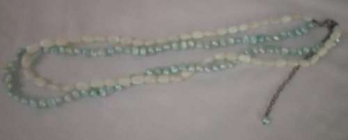 DOUBLE STRING NECKLACE MOTHER OF PEARL 48CM AND FRESH WATER PEARLS 51 CM