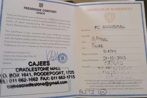 Certificate of Authenticity