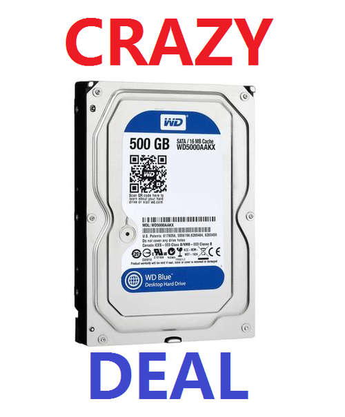 Western Digital Blue 500GB 7200RPM Hard Drive  - Best Deal on BOB
