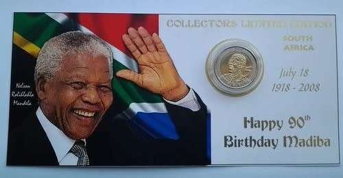 **COLLECTORS LIMITED EDITION** 2008 NELSON MANDELA 90th BIRTHDAY R5 COIN PACK