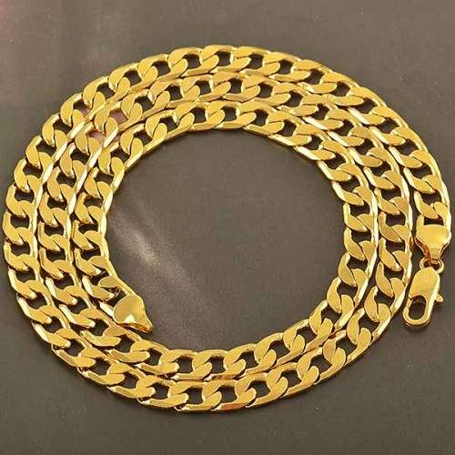 Mens Stunning Heavy 9K Yellow Gold Filled Cuban Link Chain  ( 61cm )