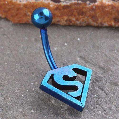 Cool & Funky " SUPERMAN "  Bar Bell Navel Ring