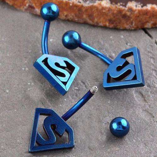 Cool & Funky " SUPERMAN "  Bar Bell Navel Ring