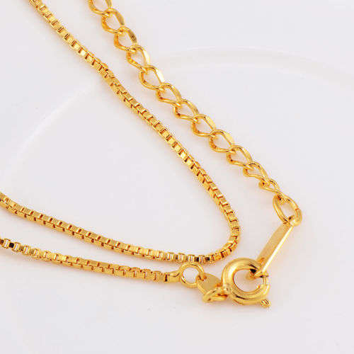 Mens Elegant 9K Yellow Gold Filled Box Link Chain  ( 51cm )